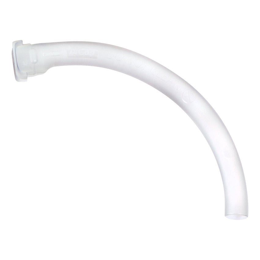 Medtronic Shiley 4IC65 spare inner cannula showing the white flange and snap-lock connector for size 4 tracheostomy care