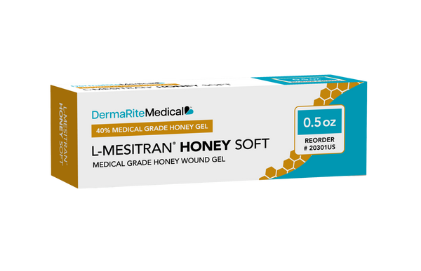 DermaRite L-Mesitran Honey Soft medical grade wound gel tube by SionBrands with 40 percent honey