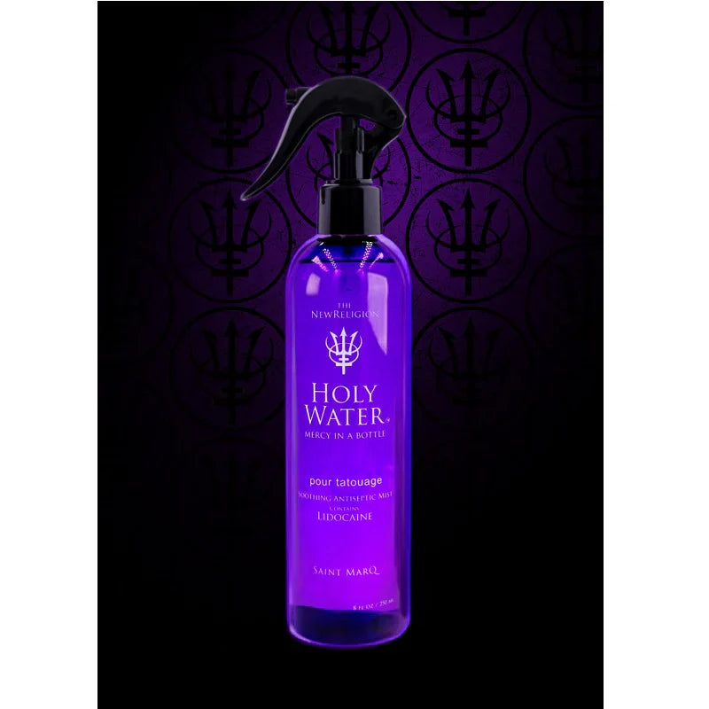 Holy Water by Saint Marq 4% lidocaine numbing spray for tattoo sessions