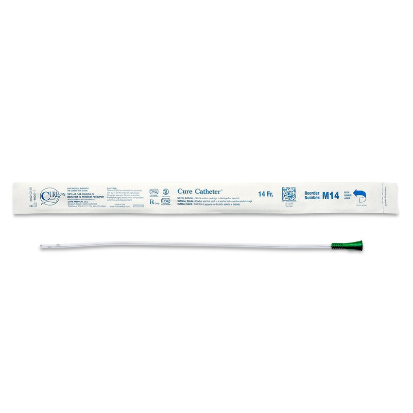 Cure Medical M14 intermittent catheter 14 French 6 inch straight tip pocket size male catheter at lexicon medical supply in Tucson