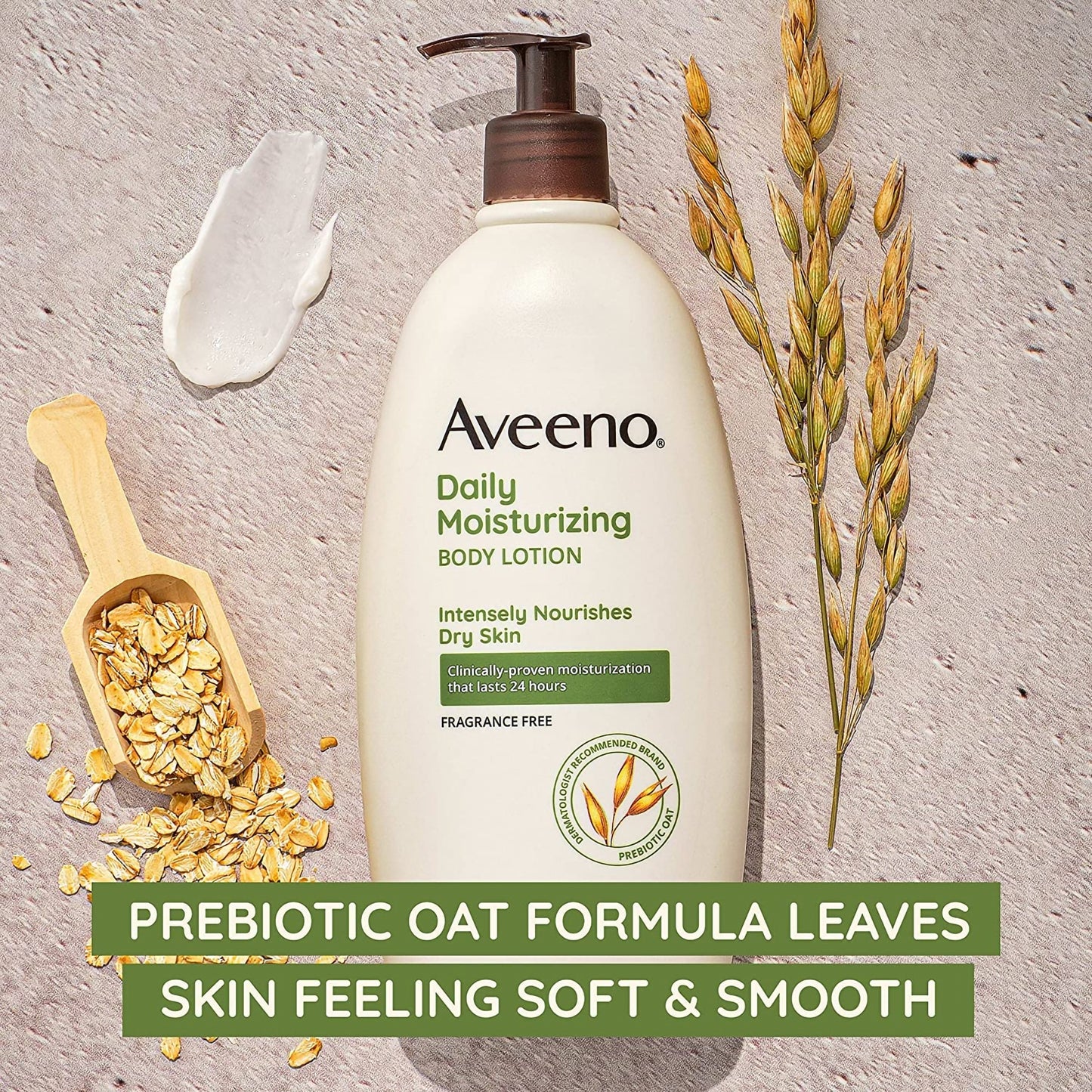Hand and Body Moisturizer Aveeno® Daily Moisturizing 18 oz. Pump Bottle Unscented Lotion