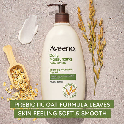 Hand and Body Moisturizer Aveeno® Daily Moisturizing 18 oz. Pump Bottle Unscented Lotion