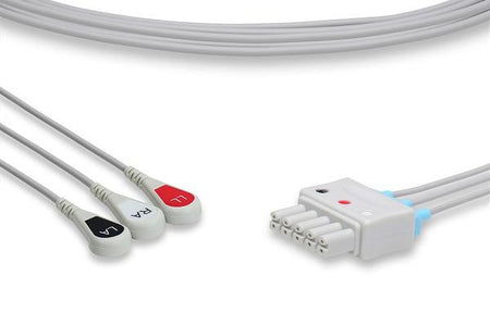 Cables and Sensors 0012-00-1261-07 Datascope Compatible, ECG Lead Wire, 3 Lead, Snap, 18", Each
