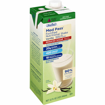 Med Pass® Reduced Sugar Vanilla Fortified Nutritional Shake, 32-ounce carton