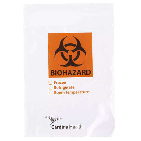 Cardinal CH6X9BIO Specimen Transport Bag, Biohazard Pictogram, Zip Closure, 6 x 9 Inch