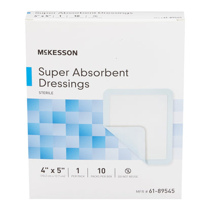 McKesson Super Absorbent Dressing, 4 x 5 Inch