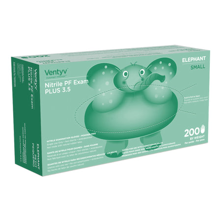 Ventyv 10334101 Plus 3.5 Elephant Nitrile Exam Glove, Small, Violet