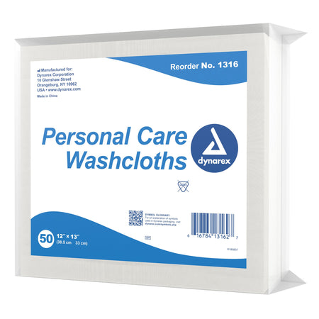 Dynarex 1316 Disposable Washcloth, 12 x 13 Inch