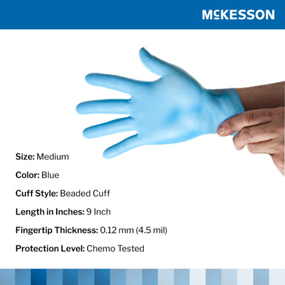 McKesson Confiderm® 4.5C Nitrile Exam Glove, Medium, Blue