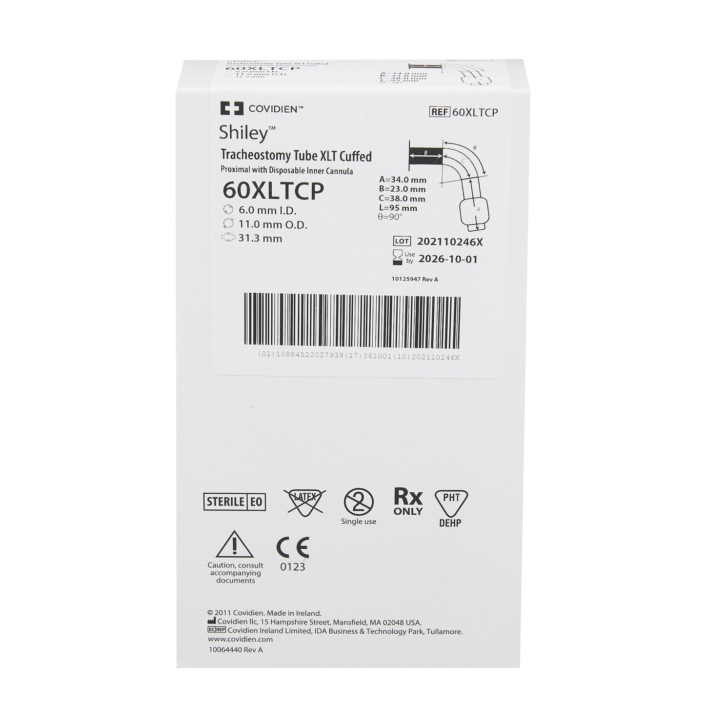 Shiley™ XLT Cuffed Extended Length Tracheostomy Tube, Size 6