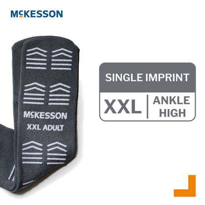 Slipper Socks McKesson Unisex Adult 2X-Large Double Tread Single Patient Use Gray