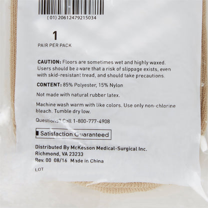McKesson Single Tread Slipper Socks, X-Large, Tan