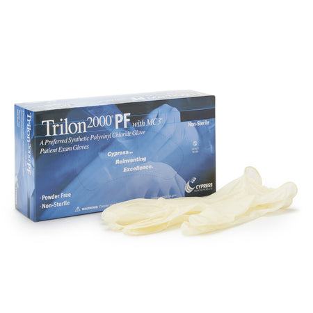McKesson 25-970 Trilon 2000 PF with MC3 Stretch Vinyl Exam Glove, Large, Ivory