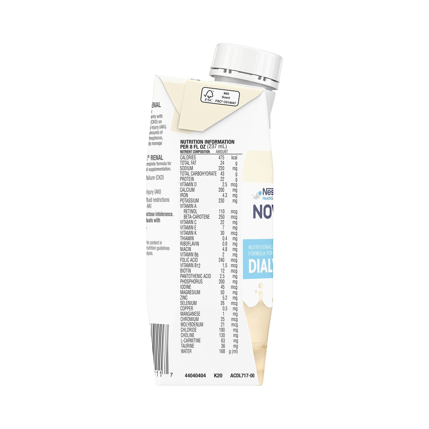 Novasource® Renal Vanilla Formula for Patients on Dialysis, 8-ounce carton