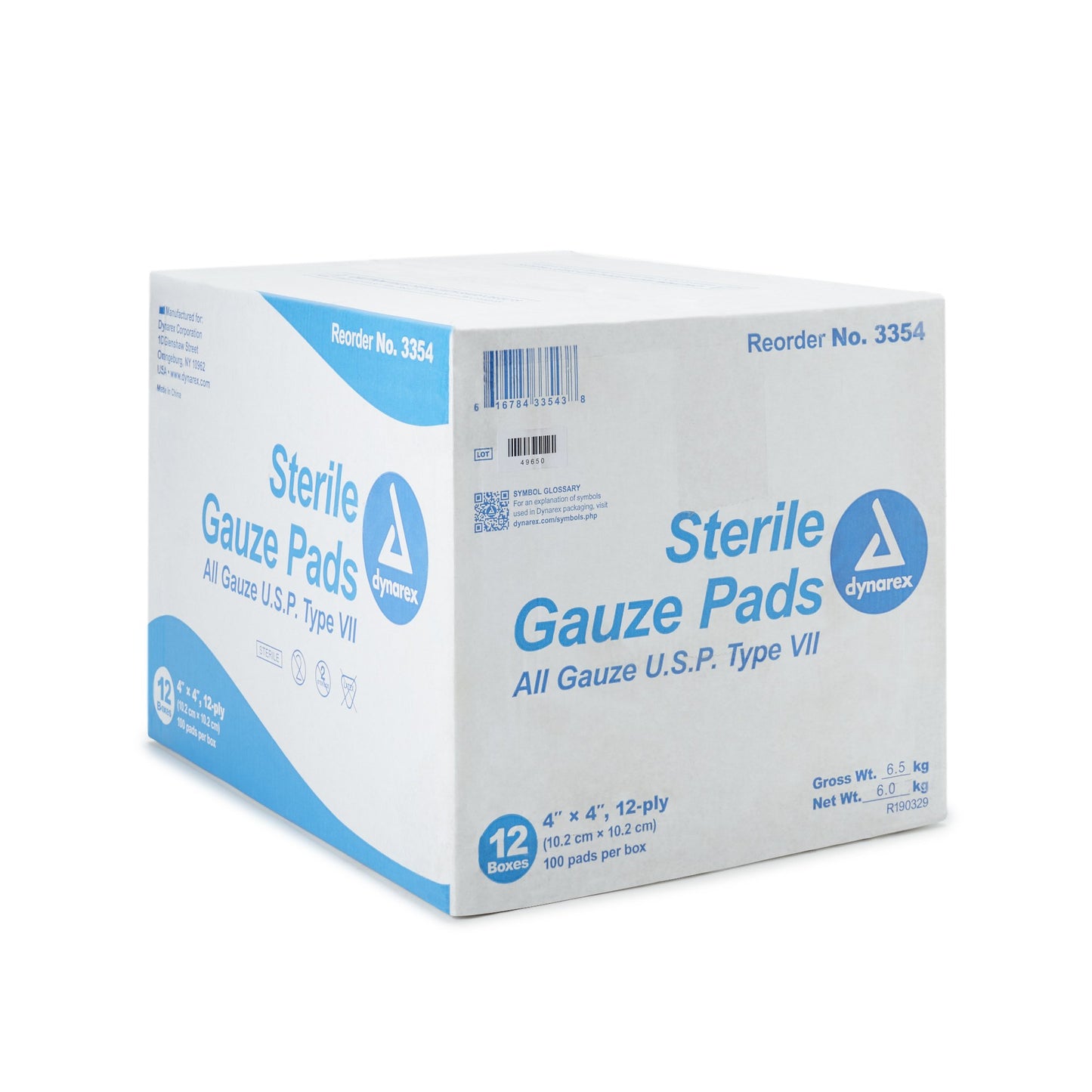 dynarex® Sterile Gauze Sponge, 4 x 4 Inch, 12-Ply
