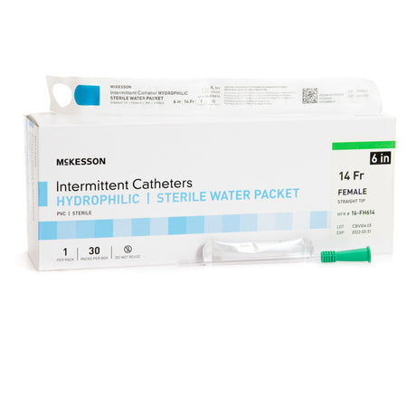 McKesson 16-FH614 Urethral Catheter, 14 Fr., 6 Inch, Straight Tip