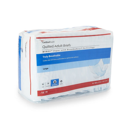 Cardinal 960584 Wings Super Quilted Maximum Absorbency Incontinence Brief, Large