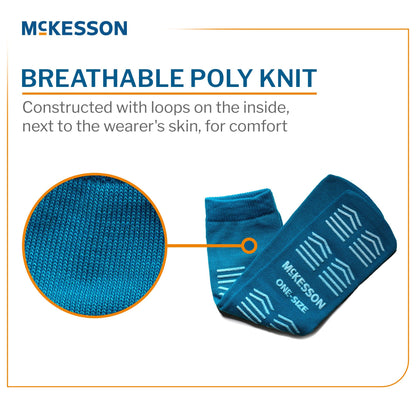 Slipper Socks McKesson Unisex Adult One Size Fits Most Double Tread Single Patient Use Teal
