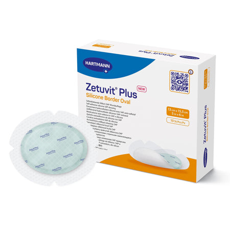 Hartmann 413908 Zetuvit Plus Silicone Border Super Absorbent Dressing, 5 x 6 Inch Oval