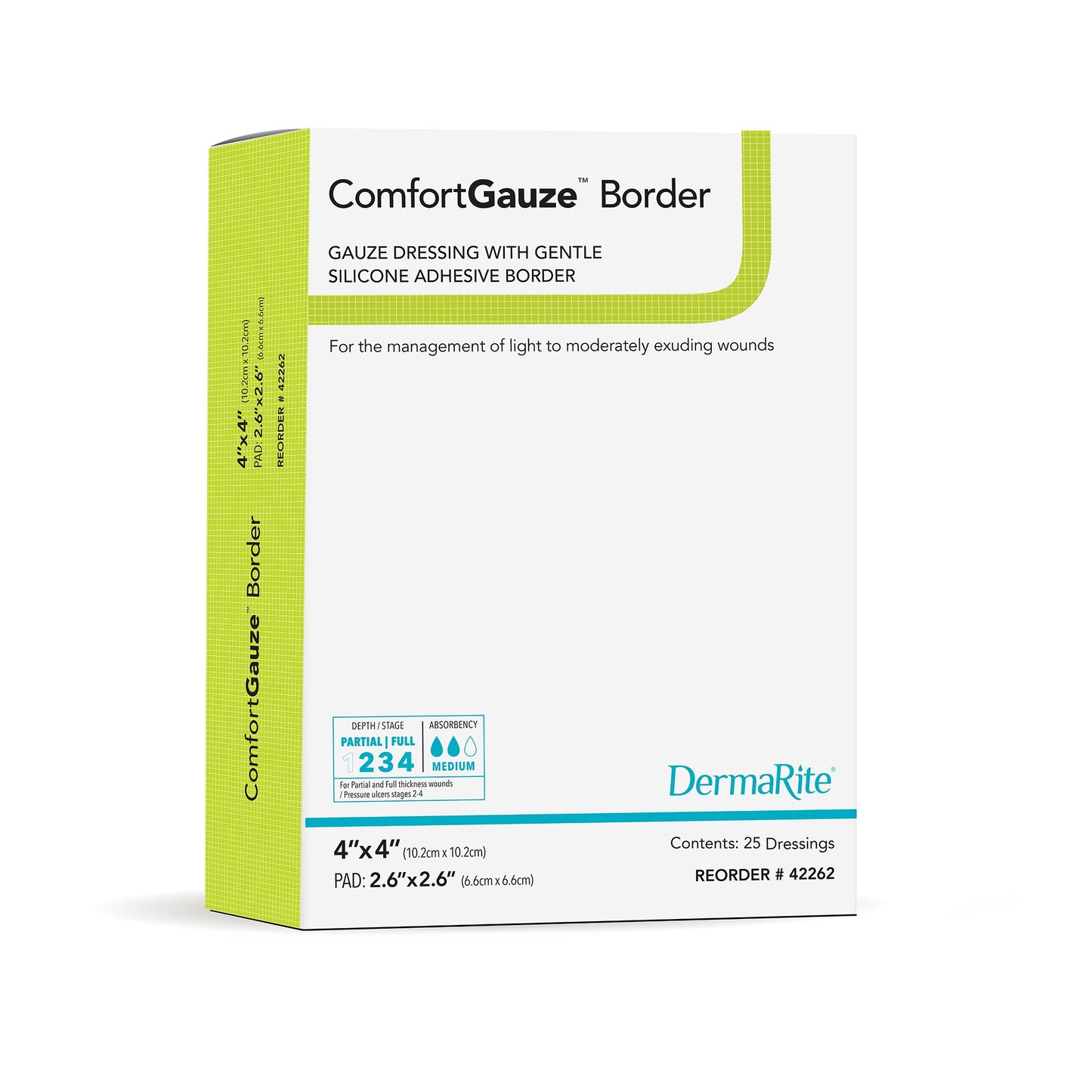 ComfortGauze™ Island Dressing with Silicone Border, 4 x 4 Inch