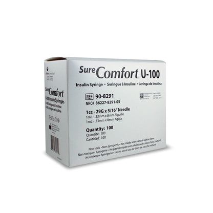 Standard Insulin Syringe with Needle Surecomfort® 1 mL 5/16 Inch 29 Gauge NonSafety Regular Wall