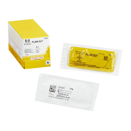 Ethicon 774G GUT PLAIN Absorbable Suture with Needle, Size 6-0, G-1 Precision Reverse Cutting
