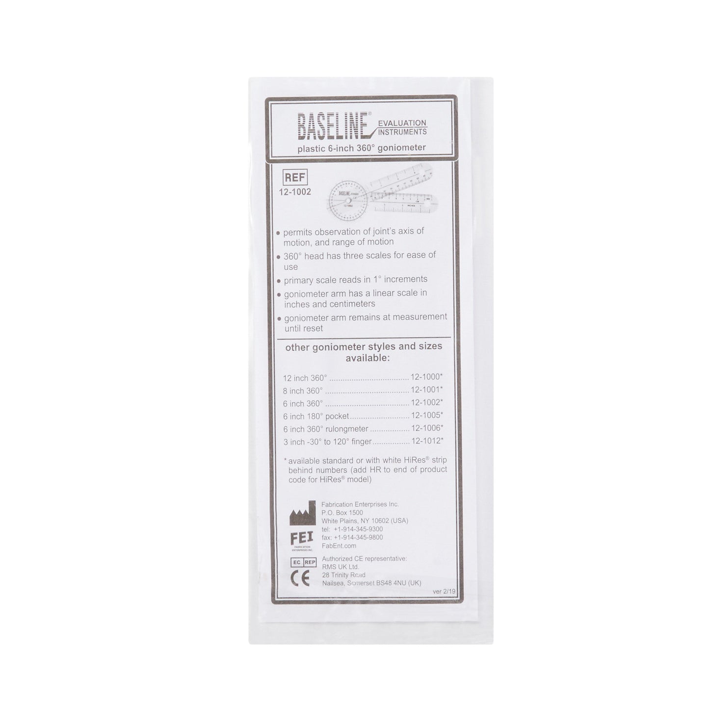 Baseline® 360° Head Plastic Goniometer, 6 Inch Arms