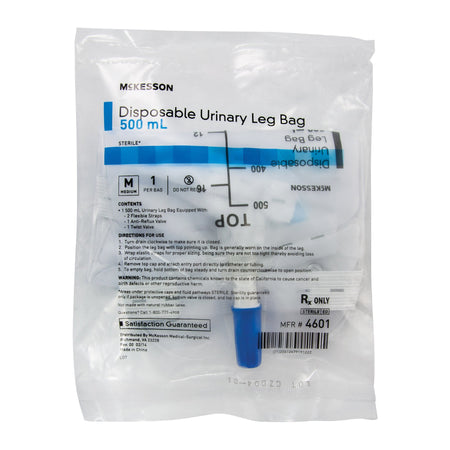 McKesson 4601 Disposable Urinary Leg Bag, 500 mL