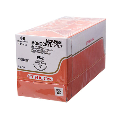 Ethicon MCP496G Monocryl Plus Poliglecaprone 25 with Irgacare MP Antibacterial Suture Absorbable Needle