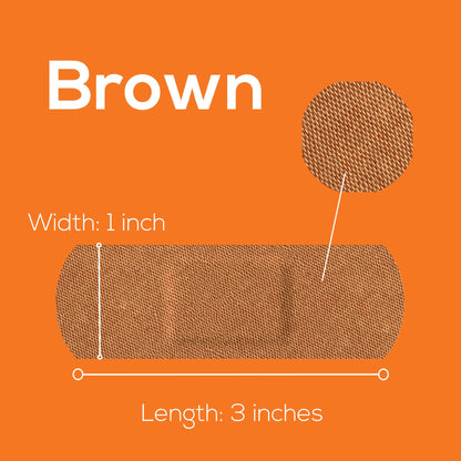 Tru-Colour Skin Tone Shade Fabric Bandage Adhesive Strips – Brown, 1 x 3 Inch