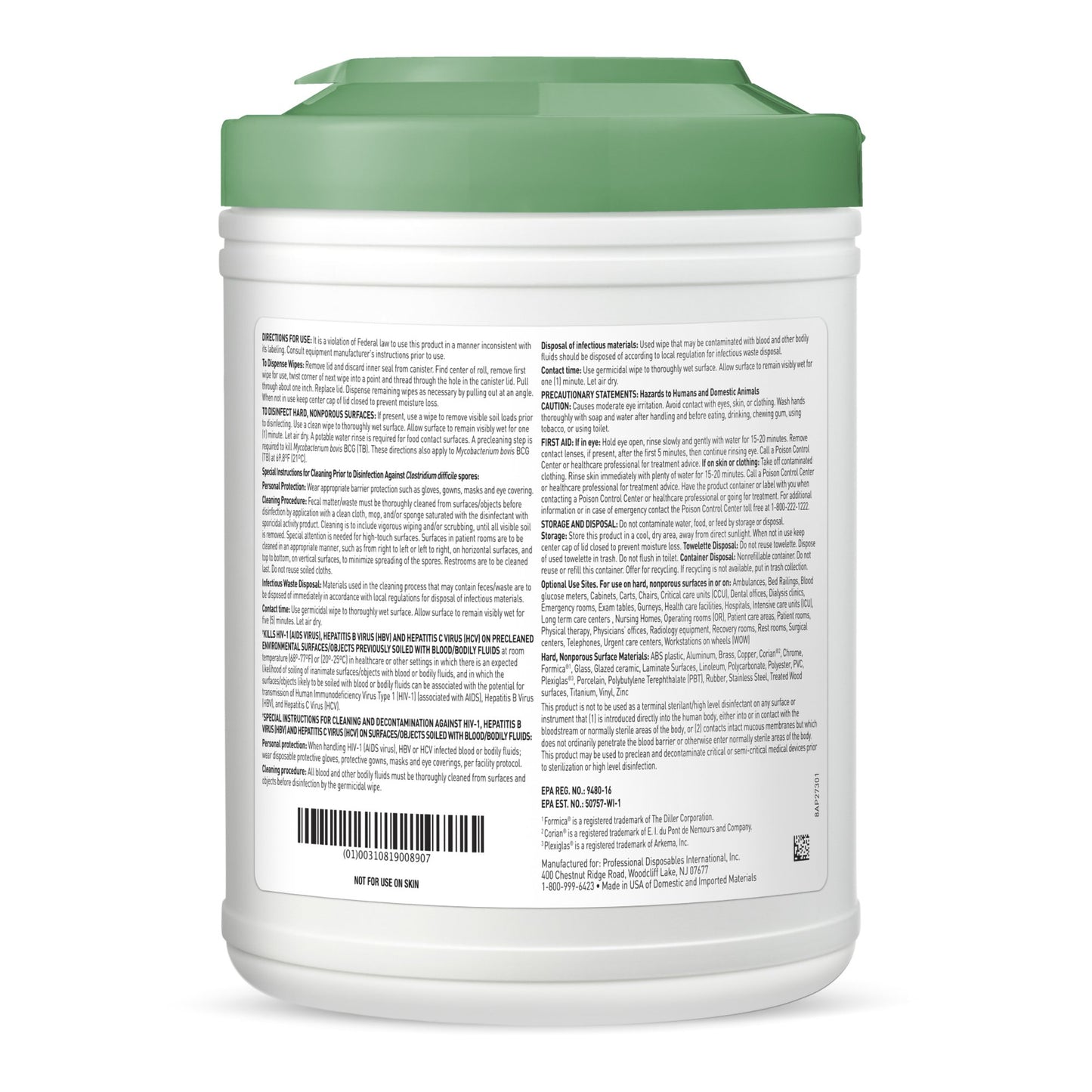 Sani-HyPerCide® Large Germicidal Disinfectant Wipes, Canister, 160 ct.