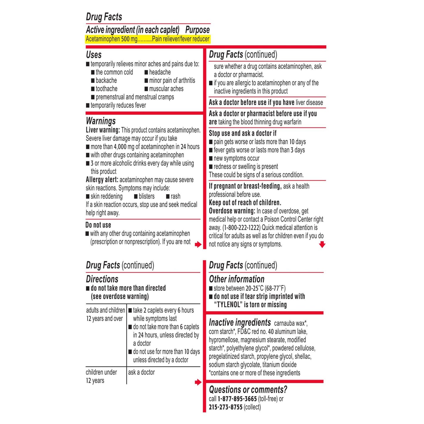 Tylenol® Extra Strength Acetaminophen Pain Relief