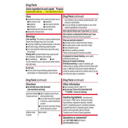 Tylenol® Extra Strength Acetaminophen Pain Relief