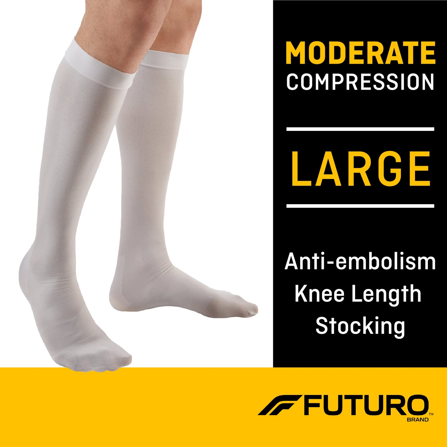 3M Futuro™ Anti-Embolism Stockings, Knee-High, Closed-Toe, Large/Regular, White