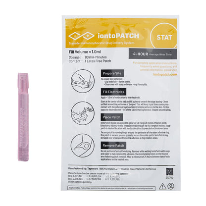 Iontophoresis Patch IontoPatch® STAT 1.2 to 1.6 cc Fill Volume 6/Pk