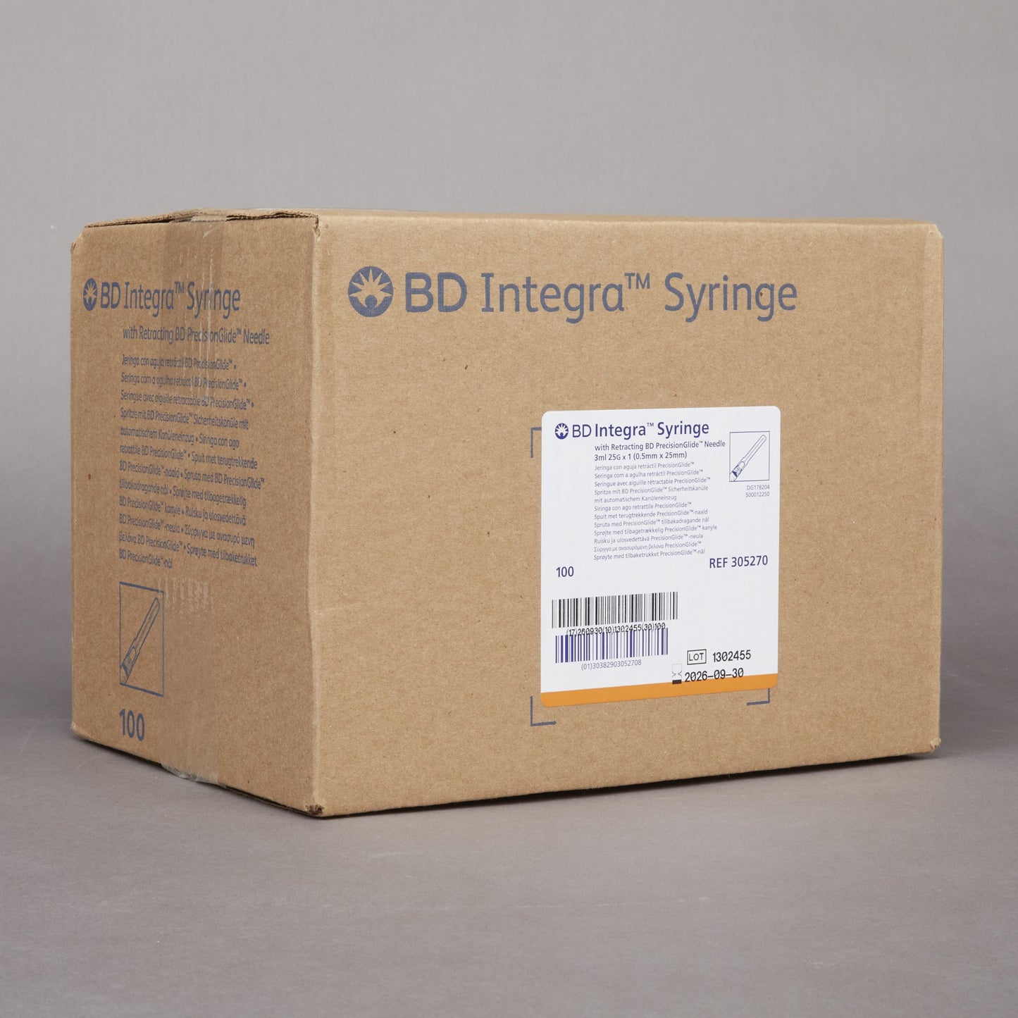 Integra™ 3 mL Syringe with Hypodermic Needle, 25 Gauge, 1-inch Length