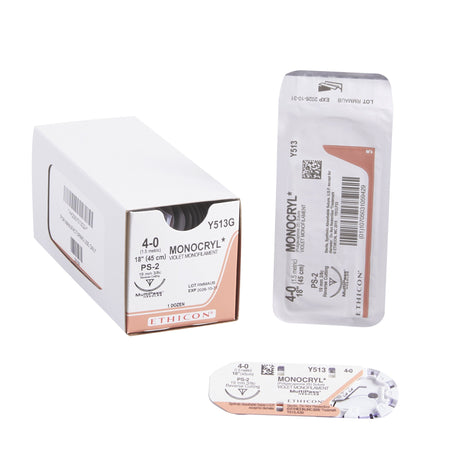 Ethicon Y513G Monocryl Poliglecaprone Absorbable Suture with Needle, Precision Reverse Cutting