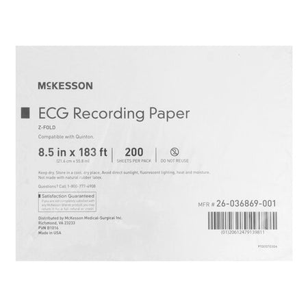 Welch Allyn 036869-001 Diagnostic Recording Paper, Thermal Z-Fold, Red Grid, 8½' x 11", 200/Pack