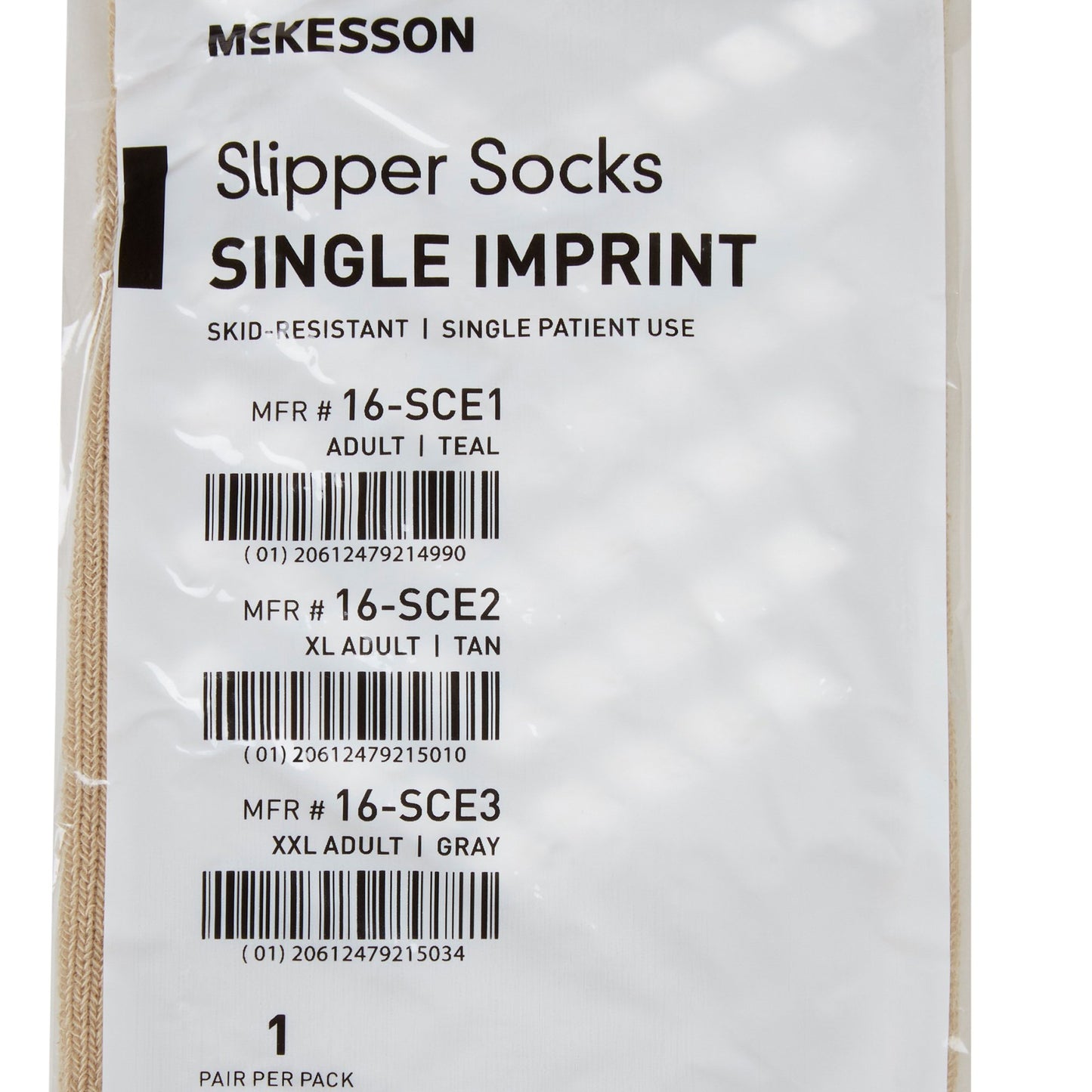 McKesson Single Tread Slipper Socks, X-Large, Tan