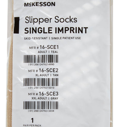 McKesson Single Tread Slipper Socks, X-Large, Tan