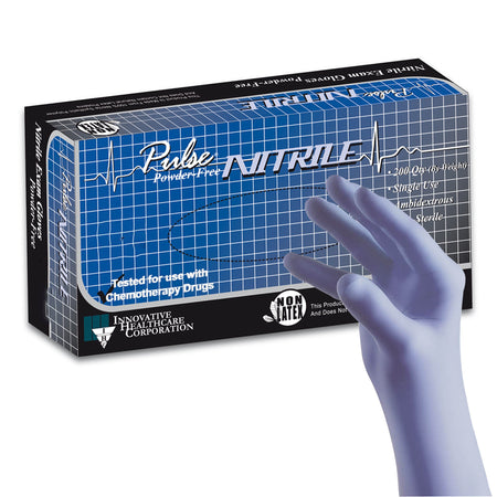Innovative Healthcare 177302 Pulse Nitrile Exam Glove, Large, Aqua Blue