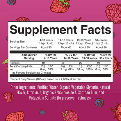 Dietary Supplement Mary Ruth's® Liquid Iron Iron 6 to 18 mg Strength Liquid 16 oz. Berry Flavor