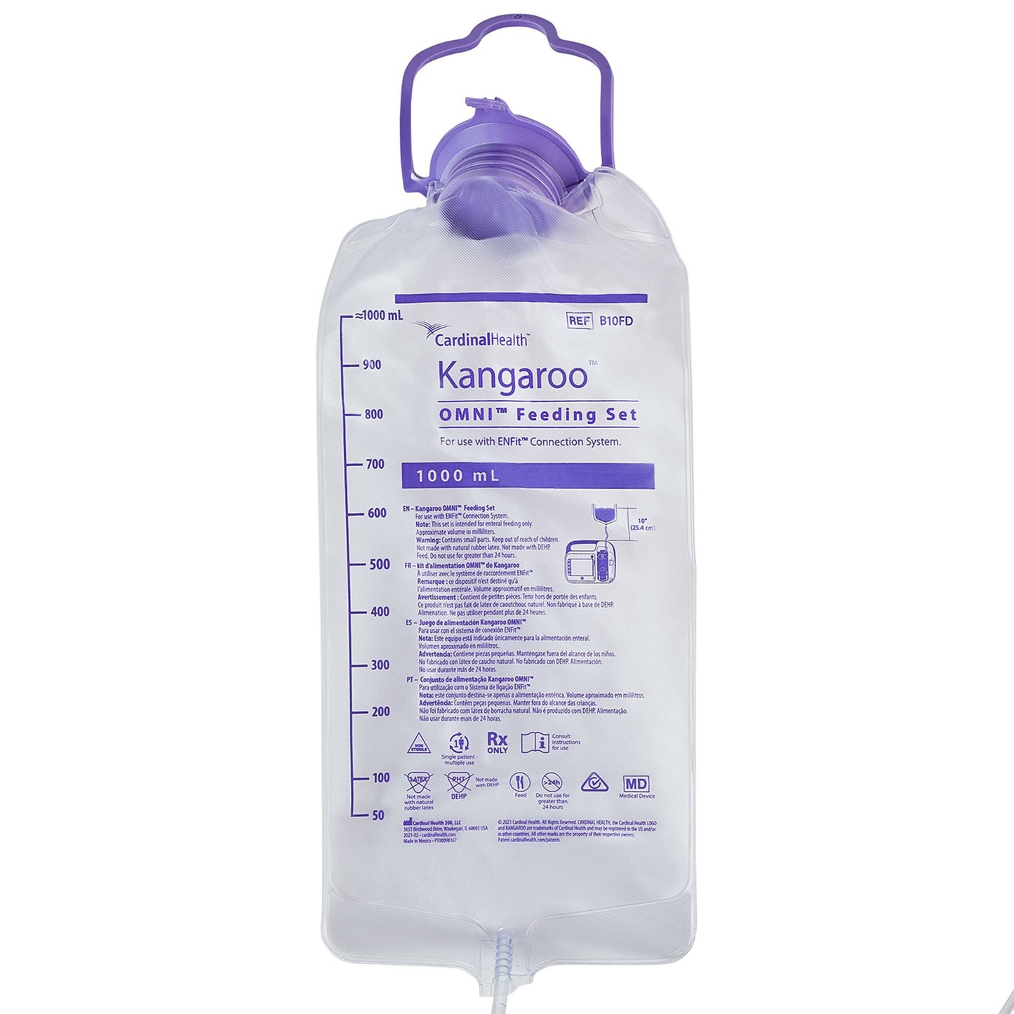 In stock Cardinal Health B10FD Kangaroo OMNI 1000 mL enteral feeding sets ready for quick dispatch from Lexicon Medical Supply in Tucson, AZ.