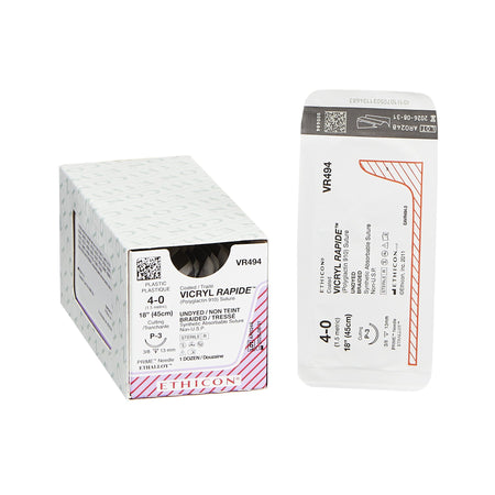 Ethicon VR494 Vicryl Rapide Polyglactin 910 Absorbable Suture with Needle, Precision Reverse Cutting