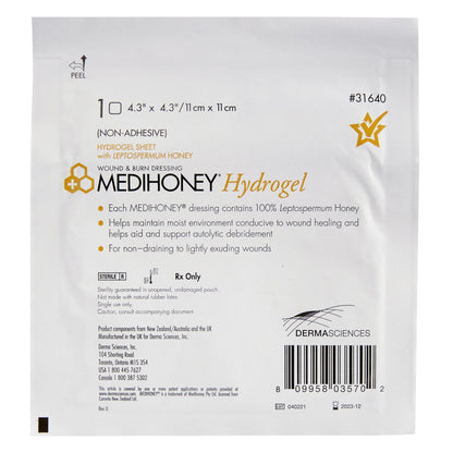 Medihoney® Honey Hydrogel Dressing without Adhesive, 4-3/10 x 4-3/10 Inch