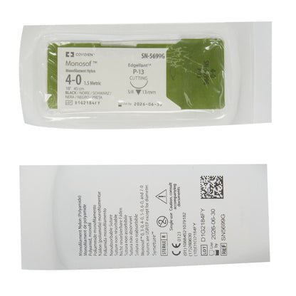 Monosof™ Dermalon™ Suture with Needle, Black, Size 4-0