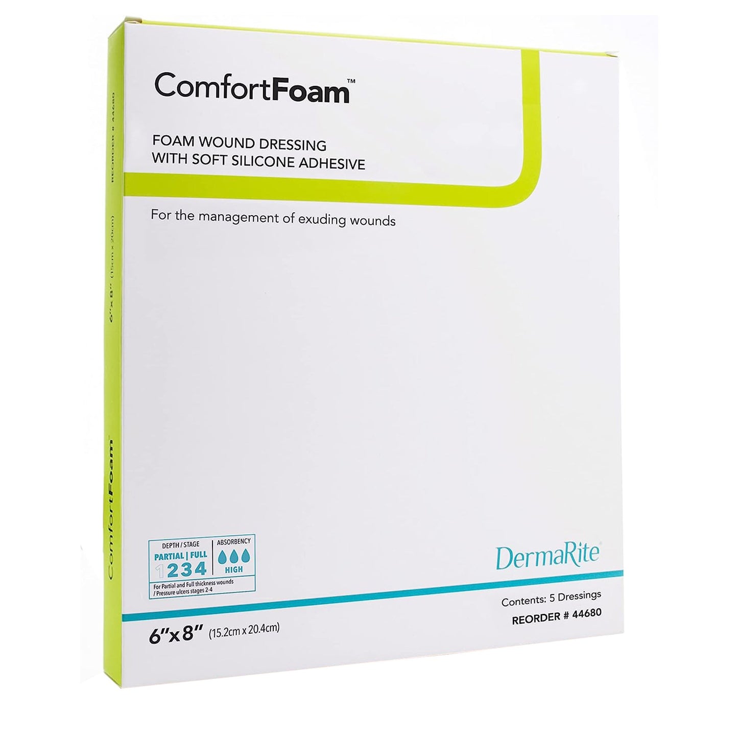 ComfortFoam™ Silicone Adhesive without Border Silicone Foam Dressing, 6 x 8 Inch