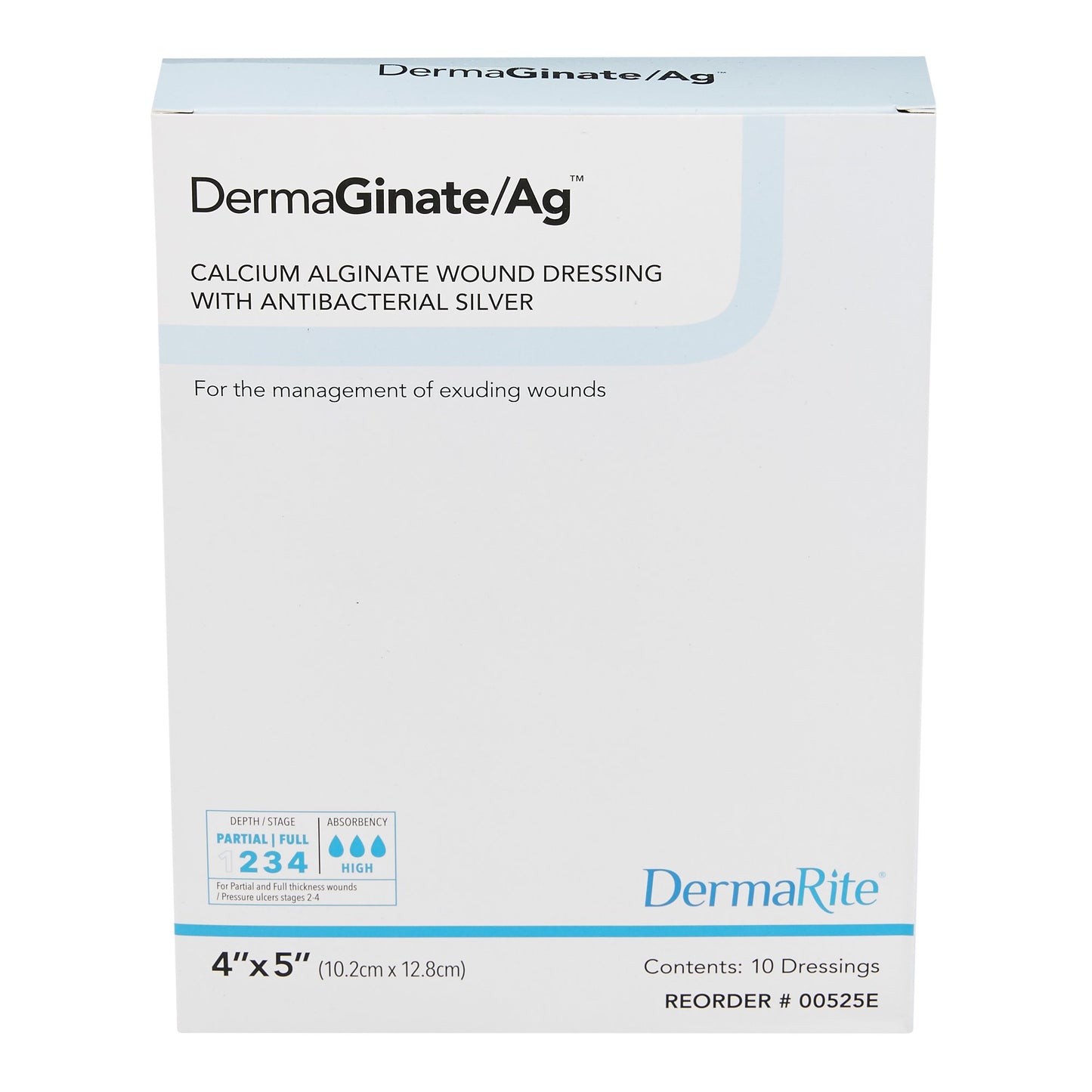 DermaGinate 00525E Ag™ Silver Alginate Dressing, 4¼ x 4¼ Inch