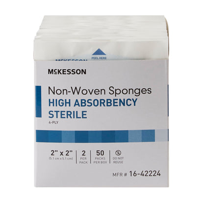 McKesson Sterile Nonwoven Sponge, 2 x 2 Inch, 4-Ply