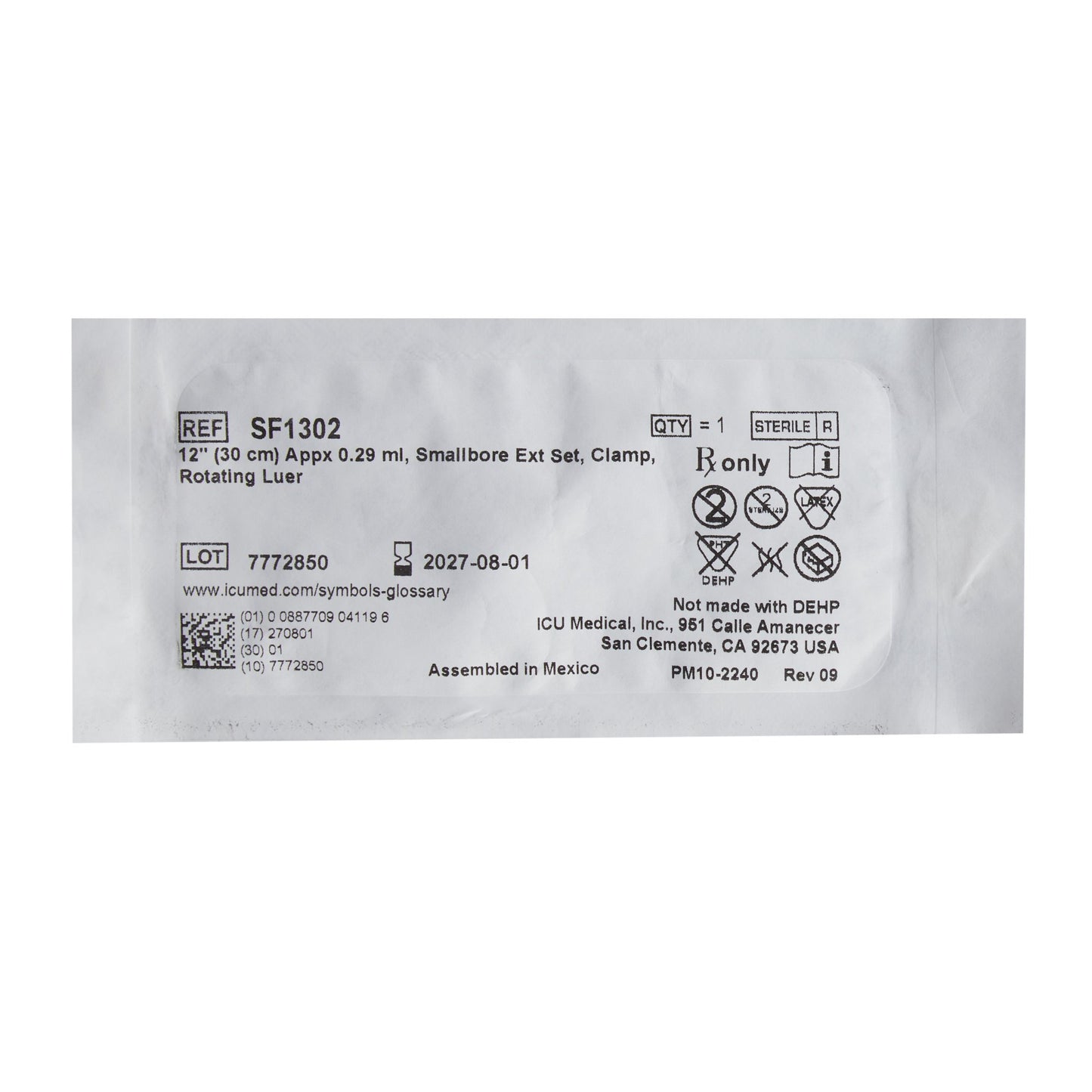 IV Extension Set ICU Small Bore 12 Inch Tubing